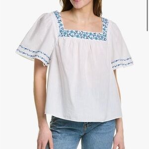Draper James Maren Top in Embroidered Camellia S